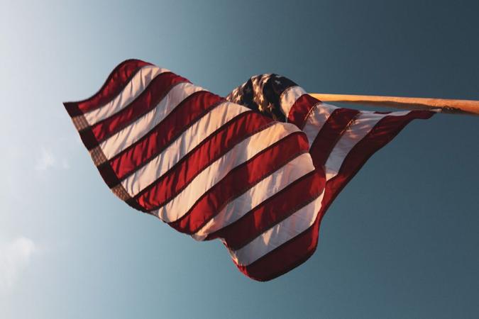 American Flag shot from below.